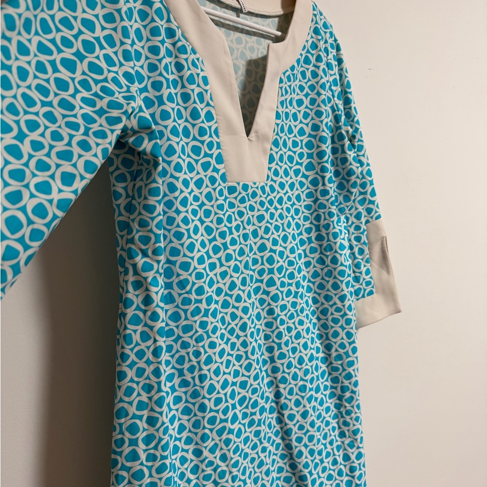 Jude Connally Turquoise and White Geometric Dress Tunic - Picture 6 of 10